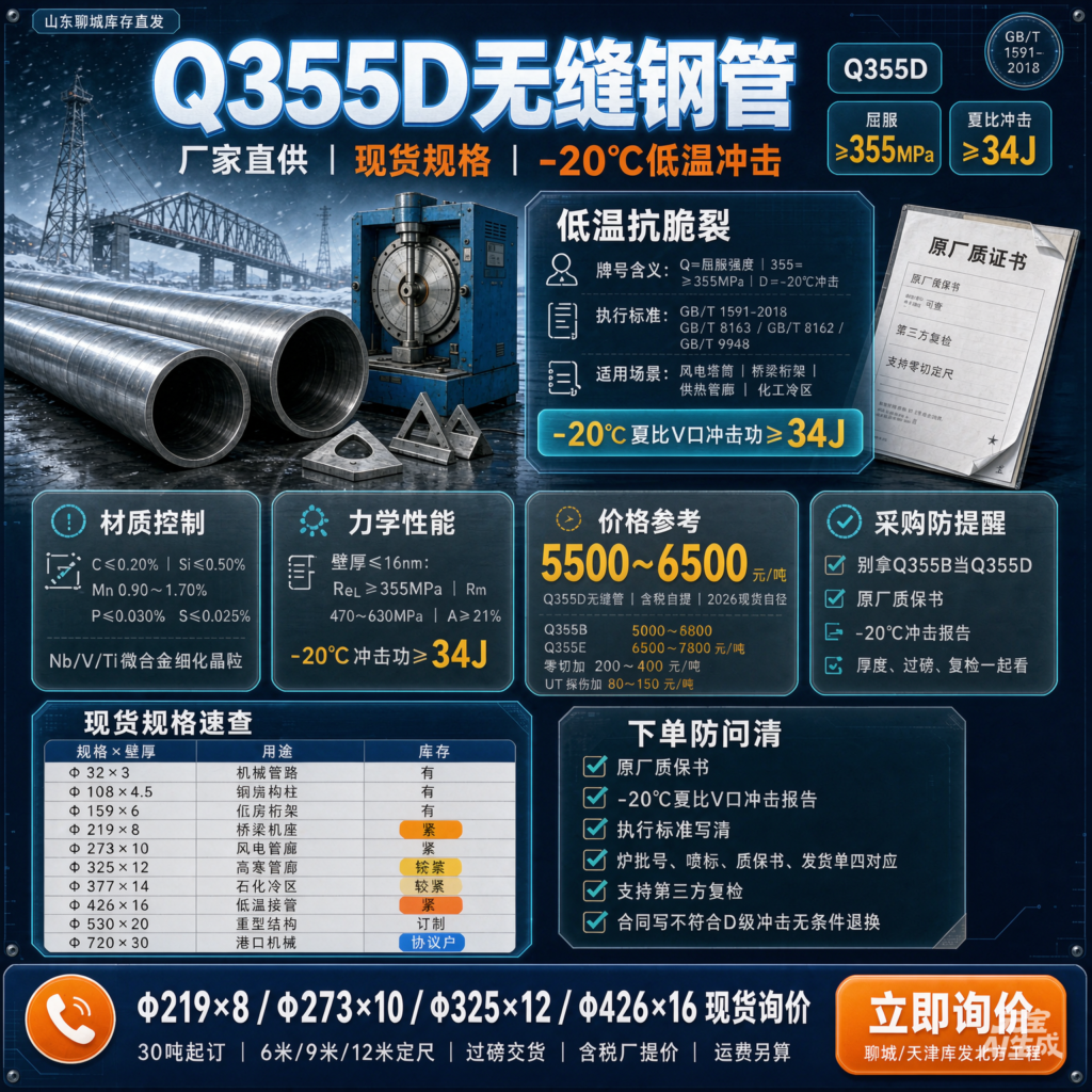 Q355D无缝钢管,Q355D无缝钢管厂家价格,Q355D无缝钢管低温合金管现货规格